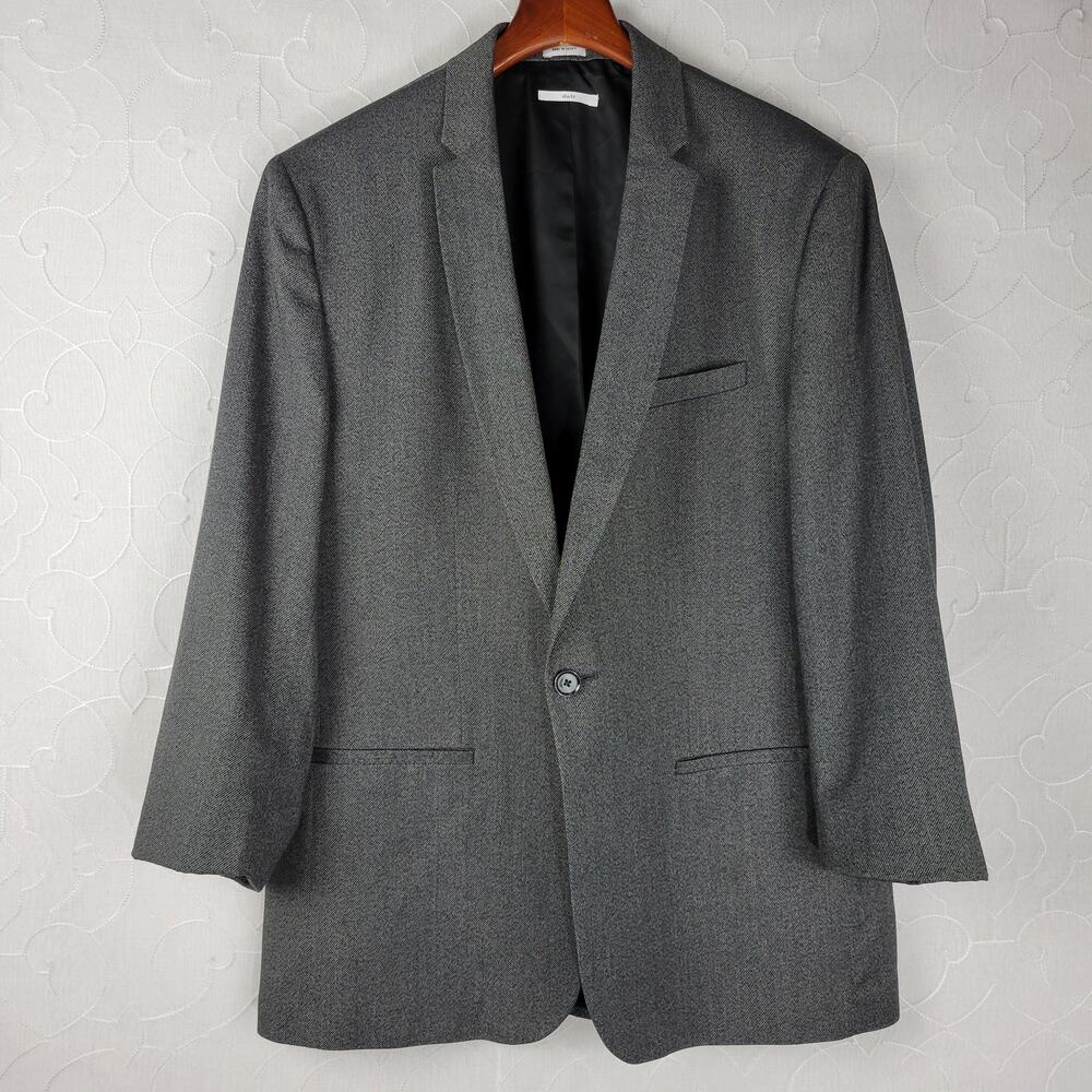 Calvin Klein Men's Blazer XL Gray Slim Fit One Button Single Vent Sports Coat
